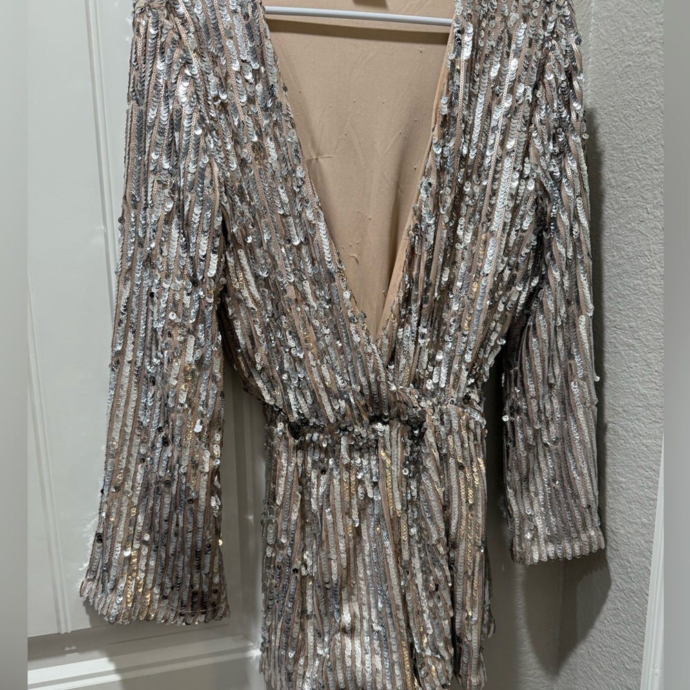 Silver + Champagne Sequined Romper